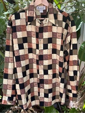 Vintage 90s Bertelli USA Patchwork Button Up Shirt M